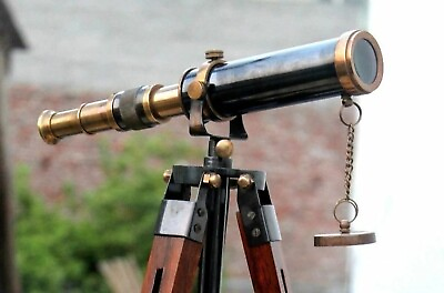 #ad #ad Antique Brass Telescope Adjustable Wooden Tripod Working Astrolabe Telescope $63.00