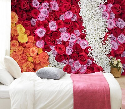 #ad 3D Two color Roses 9705 Wall Paper Wall Print Decal Deco Wall Mural CA Romy C $316.99