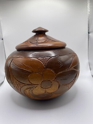 #ad Wooden Jar Vintage Handmade Handturned Lidded wooden jar $40.00