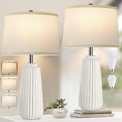 #ad #ad Ceramic Table Lamps Set of 2 25Inch Modern White Table Lamps for Bedroom Liv... $85.70