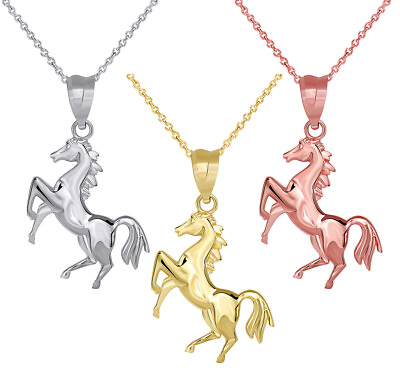 #ad Solid Gold Lipizzan Andalusian Dancing Horse Pendant Necklace $239.99