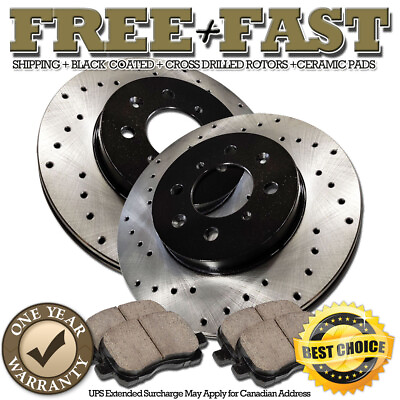 #ad H0013 FRONT Drilled Brake Rotors Ceramic Pads FOR 1993 1994 Honda Accord Coupe $92.11