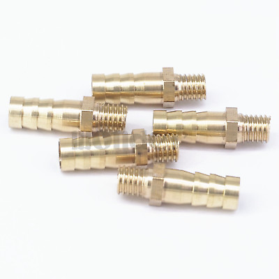 #ad 5pcs Hose Barb I D 8mm x M8x1.25 Male Brass coupler Splicer Pipe Fitting Adapter $4.28