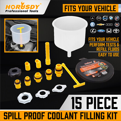#ad Spill Proof Radiator Coolant Filling Funnel Kit Car Auto Fluid Cooling System $17.94