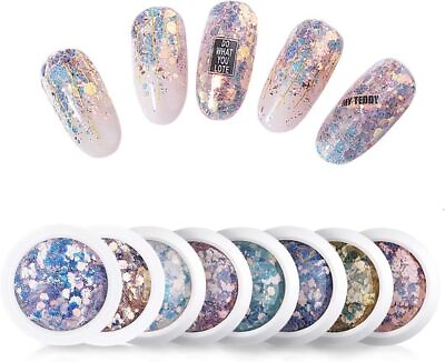 #ad Micup Holographic Nail Art Sticker Kit Iridescent Nail Sequins Mermaid Colorful $33.00