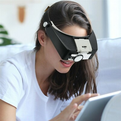 #ad Jewelers Head Headband Magnifier LED Illuminated Visor Magnifying Glasses Loupe $7.99