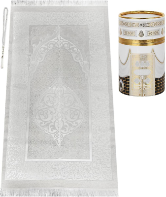 #ad Muslim Prayer Rug and Prayer Beads with Elegant Design Cylinder Gift Box Janam $37.88