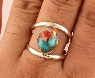 #ad Oyster Turquoise Ring 925 Sterling Silver Statement Handmade Ring All Size B309 $17.99