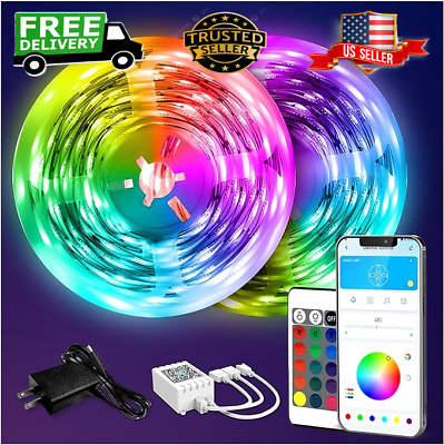 #ad 130ft RGB LED Lights Strip Music Sync Light Color Changing with App and Remote $14.46