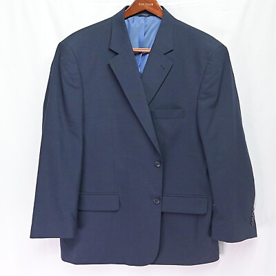 #ad GS Perfect Fit 50R Navy Blue 2 Button Blazer Suit Jacket Sport Coat $34.99