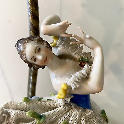 #ad Ballerina Lamp Sculpture Girl White Vintage Electric Porcelain without Shade 12quot; $13.29