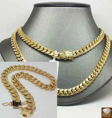 #ad 10k Gold Miami Cuban Necklace Bracelet set 8MM 20quot; 30quot; Bracelet 7.5quot; 9quot; $3818.00