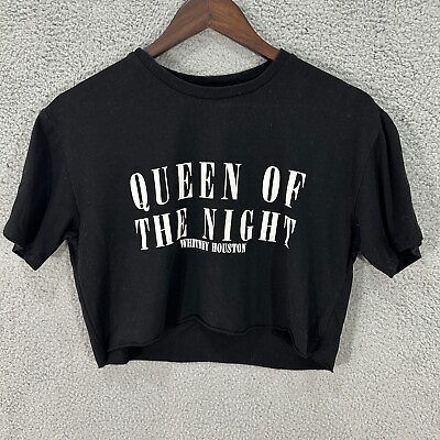 #ad Whitney Houston women shirt medium black cropped Queen of the Night short sleeve $13.60