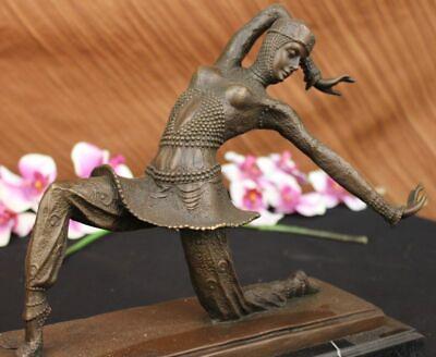 #ad Art Deco Cast Bronze DEMETRE CHIPARUS Lovely Young Woman Statue Sculpture Marble $349.00