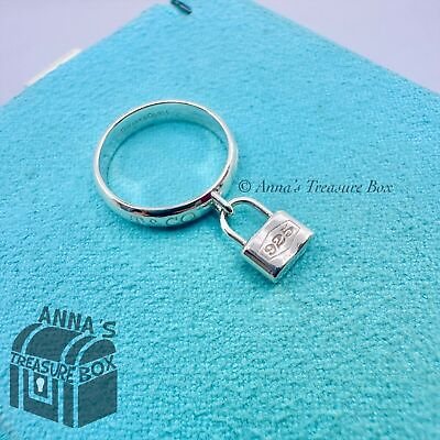#ad Tiffany amp; Co. 925 Silver 1837 Dangle Lock Ring Sz. 5 pouch $245.95