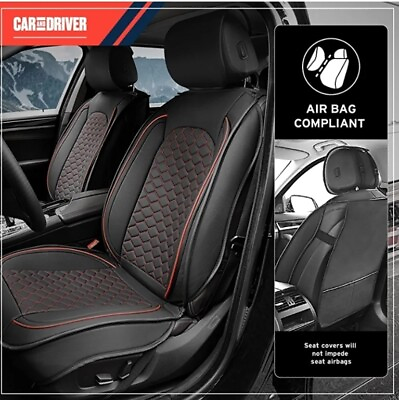 #ad CAR AND DRIVER Car Seat Vehicle Cover front Set Faux Leather Protector Universal $69.00