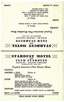 #ad Vtg 1960s Stardust Motel Club Stardust Tabletop Folding Menu Dinner Breakfast $19.99