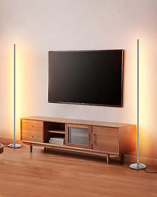 #ad 57.5quot; Minimalist LED Corner Floor Lamp Set of 2 Slim Dimmable Mood Lighting St $125.82