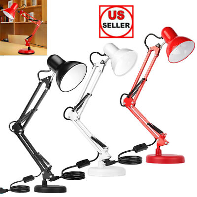 #ad Metal Desk Lamp Adjustable Swing Arm Eye Caring w Interchangeable Base amp; Clamp $22.49