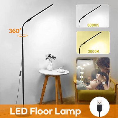 #ad LED Floor Lamp 12W USB Bright Reading Light Adjustable Gooseneck For Bedroom USA $32.29