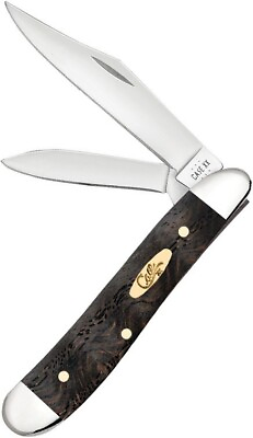 #ad Case XX Peanut Pocket Knife Tru Sharp Steel Blades Smooth Black Curly Oak Handle $71.99