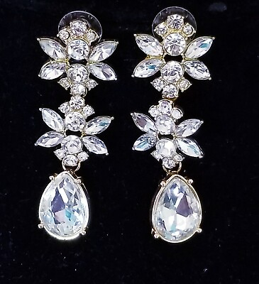 #ad Clear Drop Dangle Chandelier Rhinestone Crystal Pageant Bridal Earrings 2.6 Inch $35.99