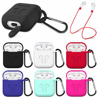 #ad For Apple AirPods Case 1 2 Silicone Protector Shockproof Full Cover Keychain $3.95