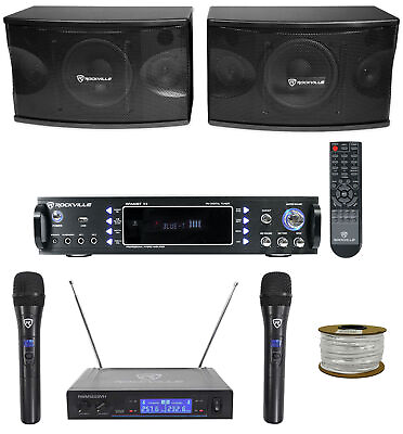 #ad Pair Rockville KPS80 8quot; Karaoke Pro Speakers Bluetooth Amp Wireless Mics $376.85