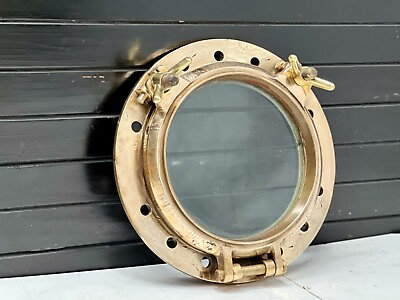 #ad Marine Ship Original Vintage Brass Heavy Round Porthole Window With 2 Dogs Lot 2 $1128.00