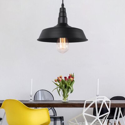 #ad Industrial Pendant Lamp Rustic Black Shade Loft Hanging Fixture Ceiling Light $19.19