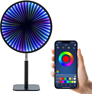 #ad 3D Night Light with Infinity MirrorIllusion Time TunnelCool RGB LED Desk Table $47.98