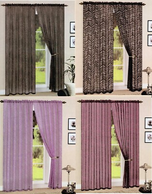 #ad 2 PIECE New Curtain Sheer Voile Window Panel Zebra Leopard 60quot; x 84quot; $14.99