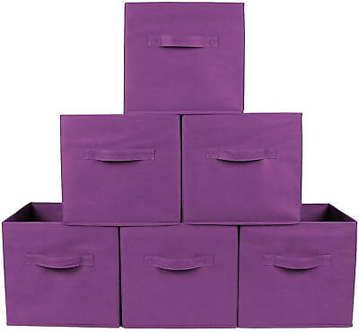 #ad Foldable Fabric Storage Cubes Non Woven Fabric Purple Cube Storage Bins 6 Pack $22.98