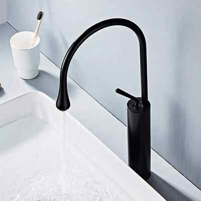 #ad Black Matte faucet modern with Free Pop Up Drain Assembly for Vessel 1 Hole $140.00