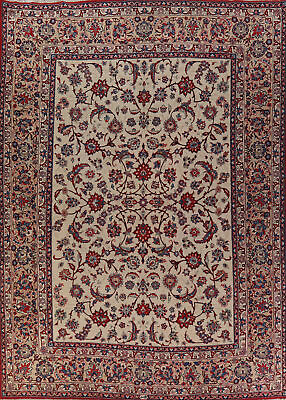 #ad Vegetable Dye Floral Najafabad Ivory Wool Hand made Semi Antique Area Rug 10x13 $1599.00