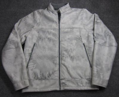 #ad Kyptek Jacket Mens Large Full Zip Fleece Mock Neck White Gray $74.99