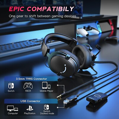 #ad Gaming Headset USB Headset with 7.1 Surround Sound w Detachable Mic $37.99