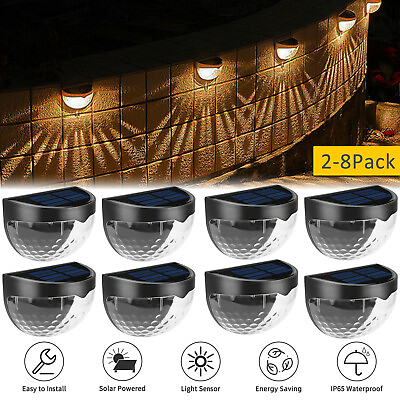 #ad 2 8 Pack Outdoor Solar LED Deck Light Garden Patio Pathway Stair Step Fence Lamp $26.69