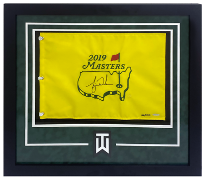 #ad Tiger Woods Autographed 2019 The Masters Framed Official Pin Flag UDA LE 1000 $4495.00