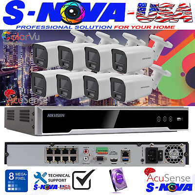 #ad Hikvision NVR 4K 8CH CCTV Security Camera System ColorVu DS 2CD2087G2 LU IP Lot $1119.99