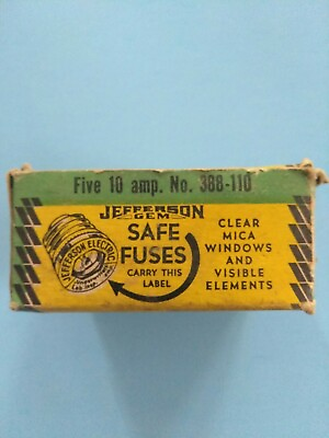 #ad vintage 10 amp antique fuses Jefferson Electric 388 110 Original box $75.00