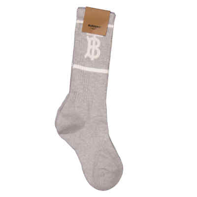 #ad Burberry Monogram Motif Intarsia Socks In Pebble Grey Size Medium $13.68