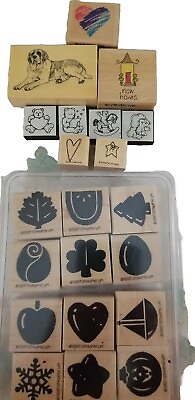#ad Stampin Up Set of 12 Plus 10 Extra Wood Rubber Stamps $10.00