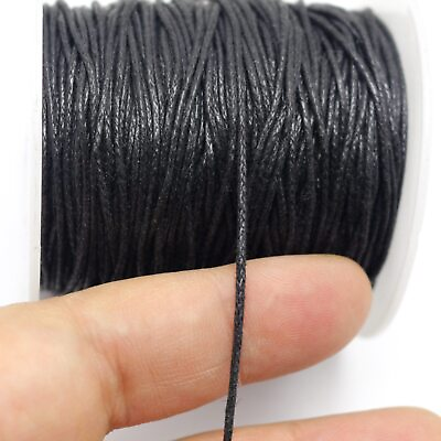 #ad Craft Black Waxed Cotton Cord Beading String Thread 1mm 1.5mm 2mm Spool Necklace $10.90