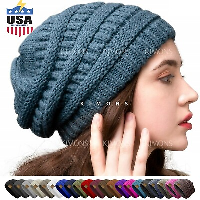 #ad #ad Women#x27;s Men Knit Slouchy Baggy Beanie Oversize Winter Hat Ski Fleece Slouchy Cap $9.95