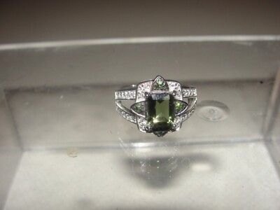 #ad Oval Russian Chrome Diopside 2.10CT w .66CTW White Zircon Sterling Silver $62.00