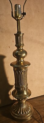 #ad STIFFEL Antique Brass Vintage Table Lamp MCM 32quot; Feminine Fleur DE Lis Flower $85.00