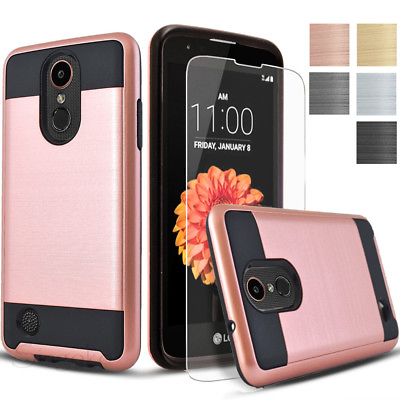 #ad Brushed Armor Shockproof Hard Slim Case Cover Tempered Glass Screen Protector $7.79