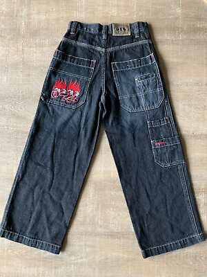 #ad Vintage Y2K One Tough Brand OTB Skater Baggy Fit Jeans Kids 10 24x23 Wide Leg $37.88