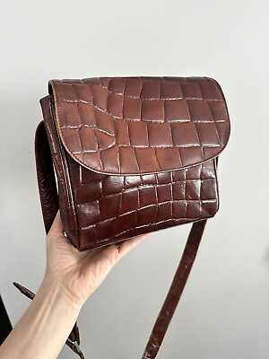 #ad Gorgeous Brown Genuine Leather Purse Shoulder Bag Italy Vintage? $42.00